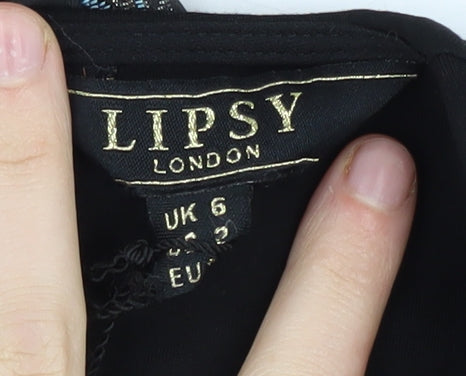 Lipsy Women's Black Floral A-Line Dress Size 6