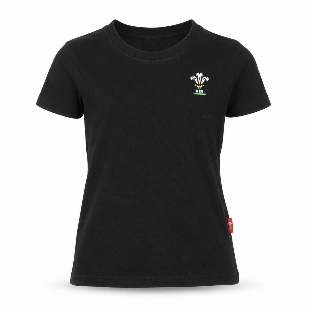 WRU Boys Black T-Shirt, Size 10, Short Sleeve