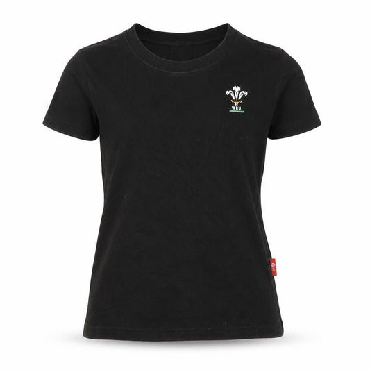 WRU Boys Black T-Shirt, Size 10, Short Sleeve