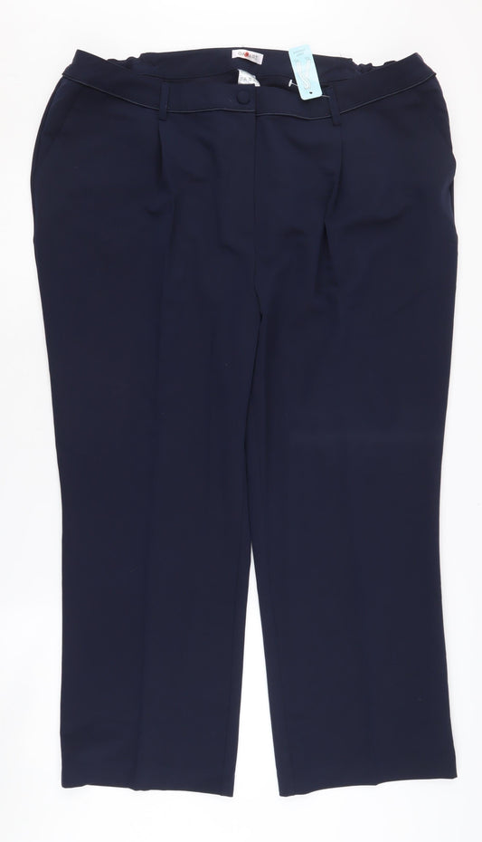 Damart Women's Blue Trousers Size 24 Flat Front