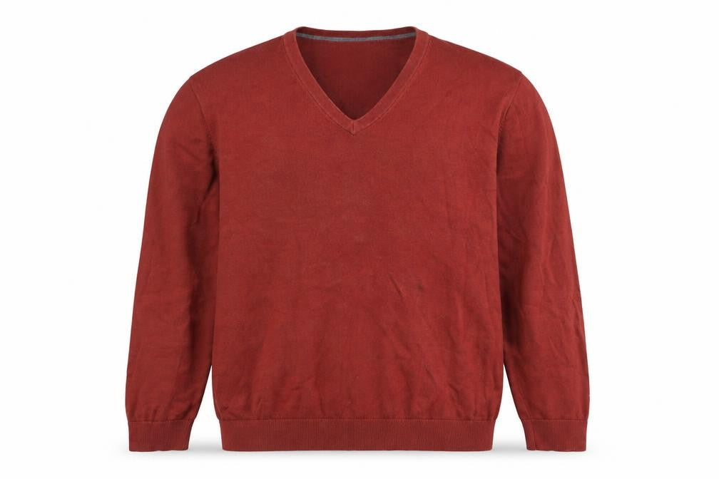 Lands' End Men's XL Red Cotton V-Neck Jumper