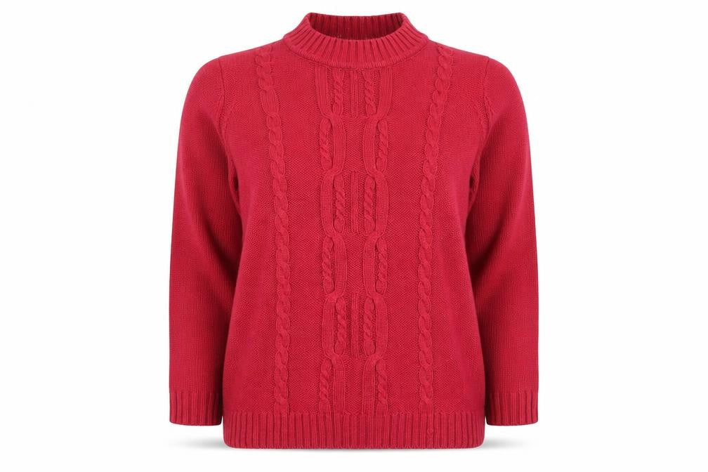 Bonmarché Women's Red XL Cable-Knit Pullover Jumper