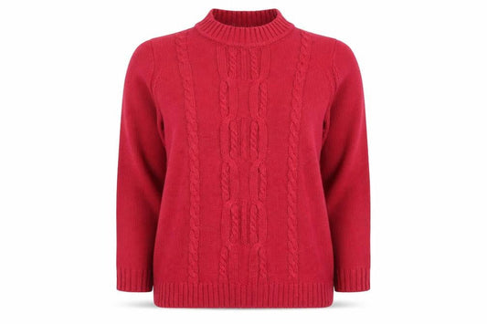 Bonmarché Women's Red XL Cable-Knit Pullover Jumper