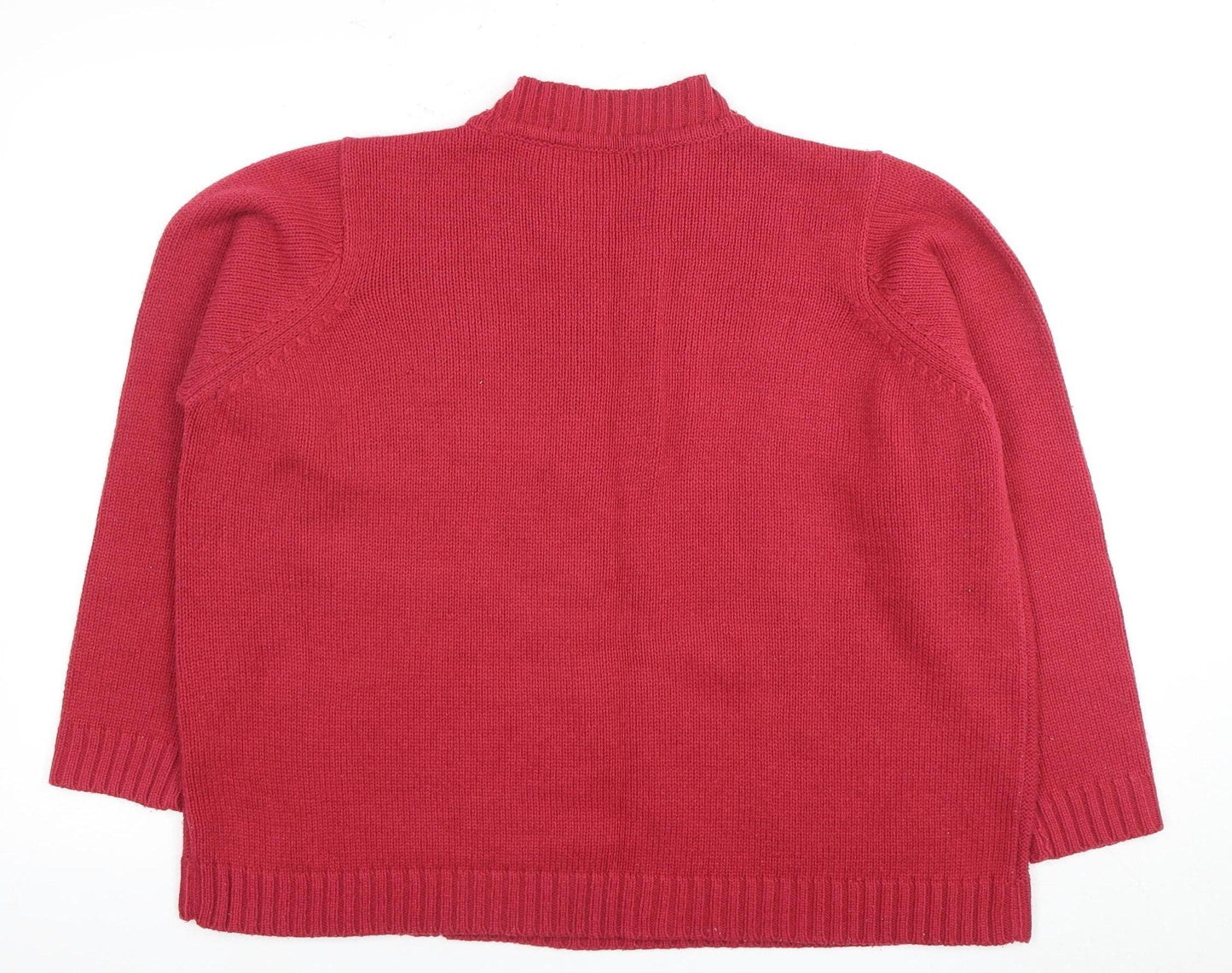 BM Women's Red XL Cable-Knit Pullover Jumper