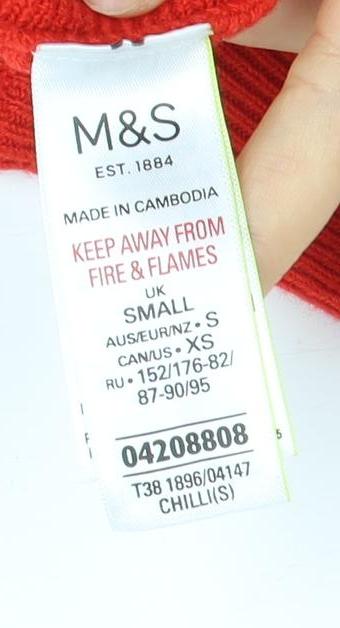 Marks & Spencer Red Women's XS Mock Neck Pullover
