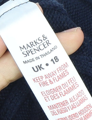 Marks and Spencer Women's Blue Cable-Knit Jumper