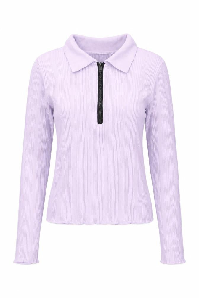 ASOS Women’s Purple Ribbed Collared Top