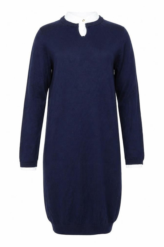 Seraphine Women's Blue S Jumper Dress, Collared Knit