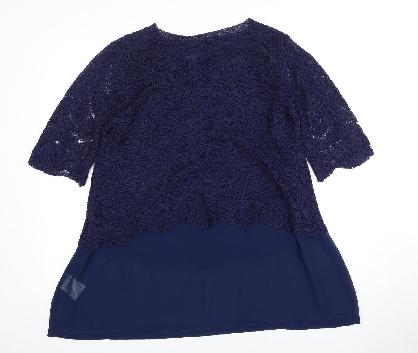 CASAMIA Women's Blue Tunic, M, Round Neck, Short Sleeve