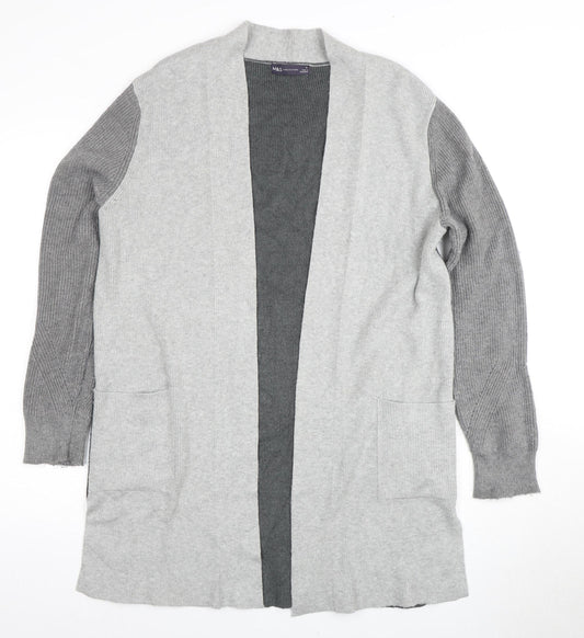 Marks and Spencer Women's Grey Open Front Cardigan, Size 14, Open Style
