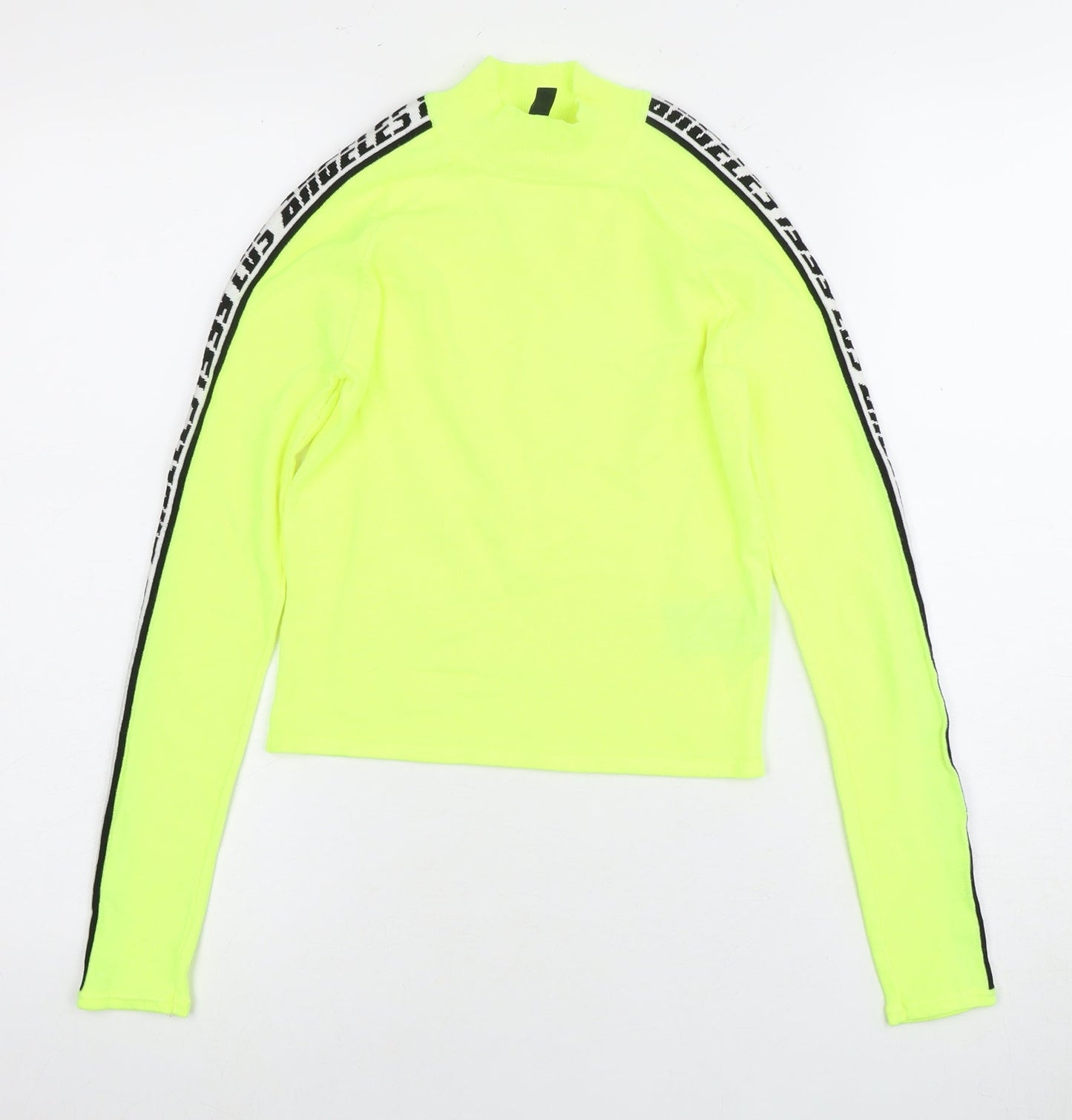 H&M Women's Neon Green XS Pullover Mock Neck Jumper