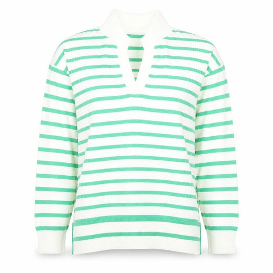 M&Co Women's White Striped V-Neck Top Size 12