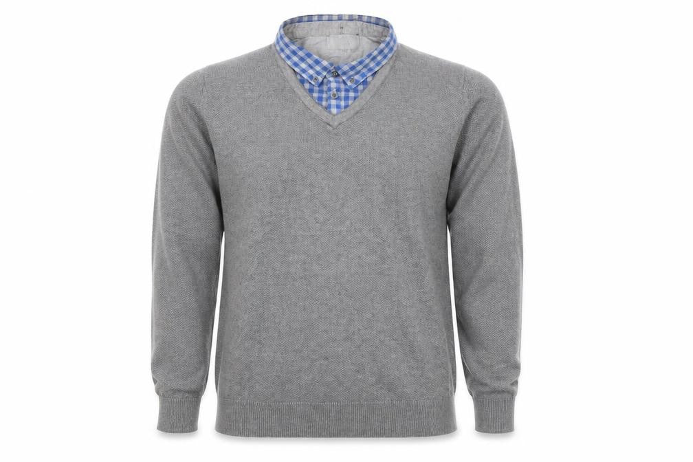 Marks & Spencer Men's Grey V-Neck Pullover, Large