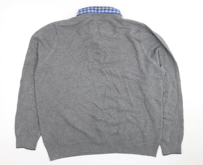 Marks & Spencer Men's Grey V-Neck Pullover, Large