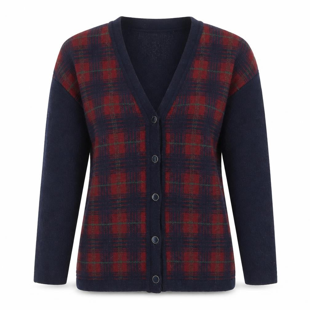 BL Women's Multicoloured Plaid Cardigan, Size 10