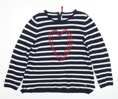 RABE Women's Blue Striped Pullover Jumper, Size 14
