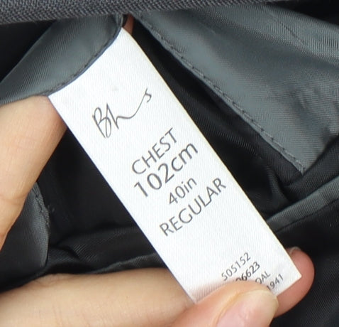 BHS Men's Grey Blazer, 40R, Single-Breasted