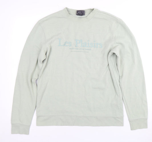 H&M Men's Green Crew Neck Pullover, Size S