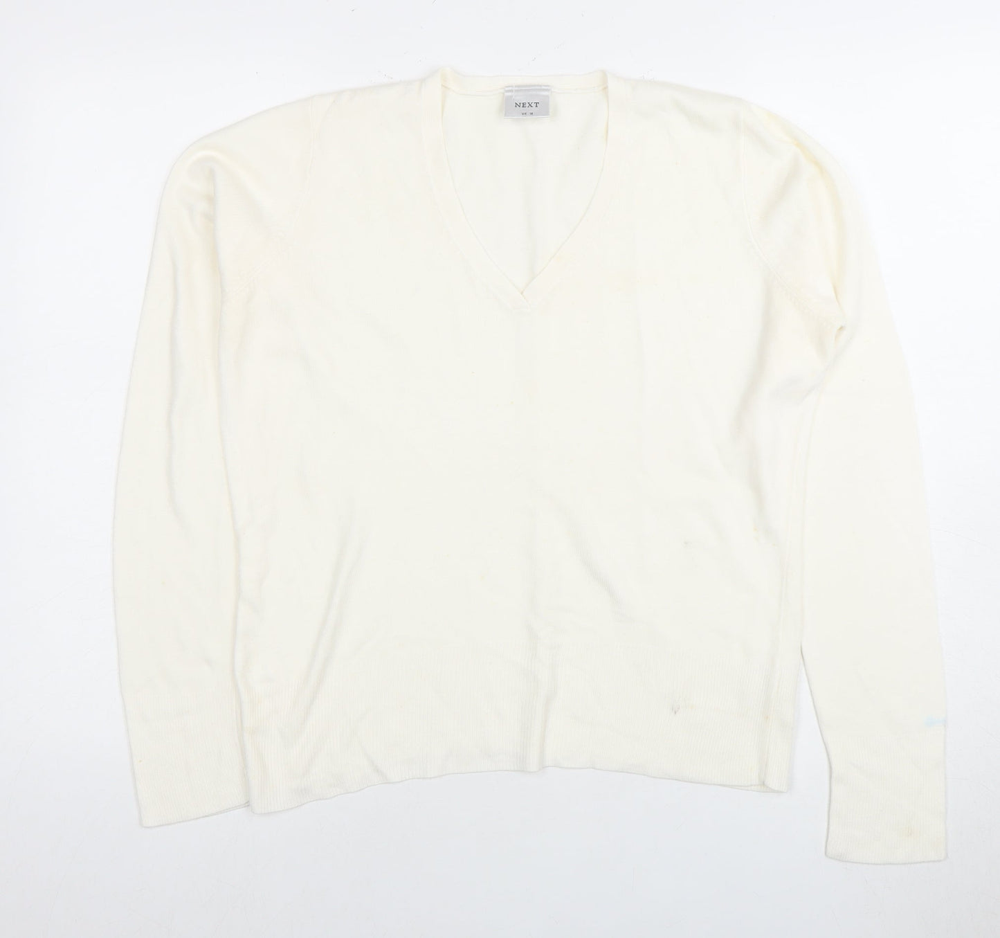 Next Women’s Ivory V-Neck Knit Jumper Size 14