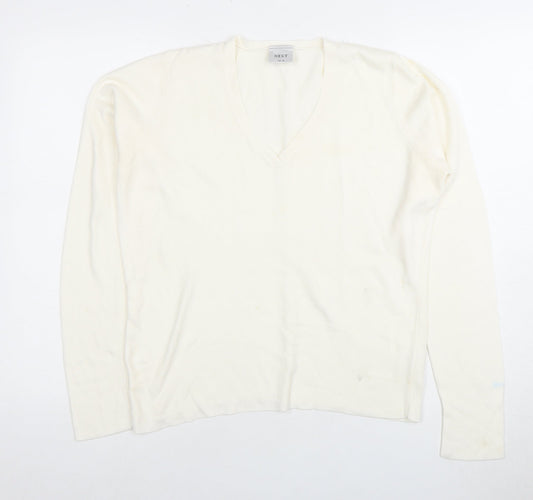 Next Women’s Ivory V-Neck Knit Jumper Size 14