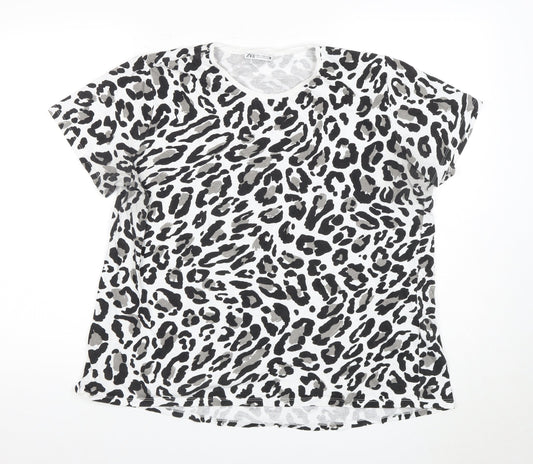 ZARA Women's Black Animal Print T-Shirt - Size 2XL