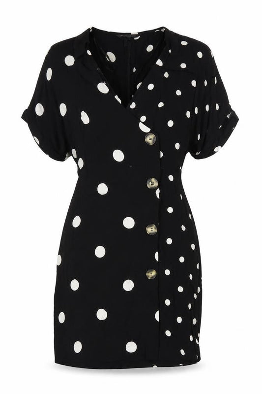 Oasis Women's Black Polka Dot Wrap Dress Size 6
