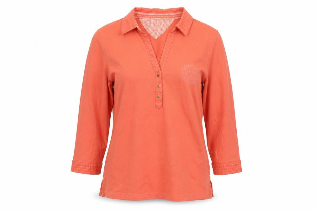 Viyella Women's Orange Collared 3/4 Sleeve Top M