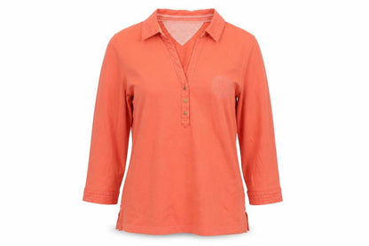 Viyella Women's Orange Collared 3/4 Sleeve Top M