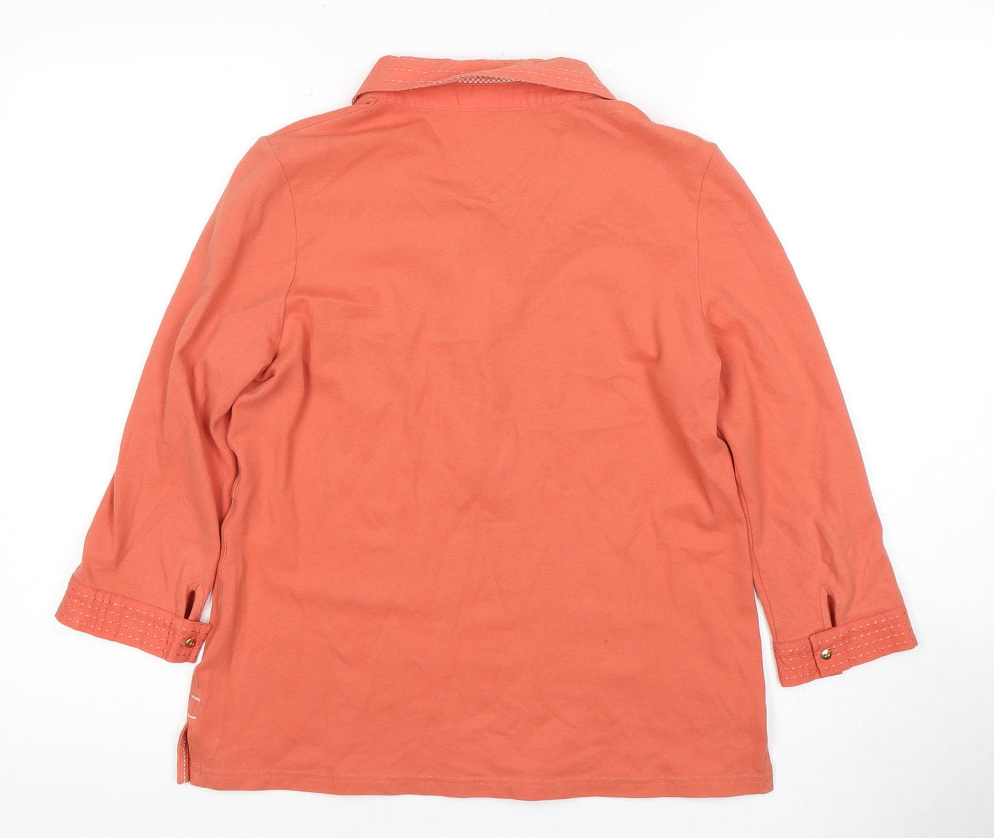 Viyella Women's Orange Collared 3/4 Sleeve Top M