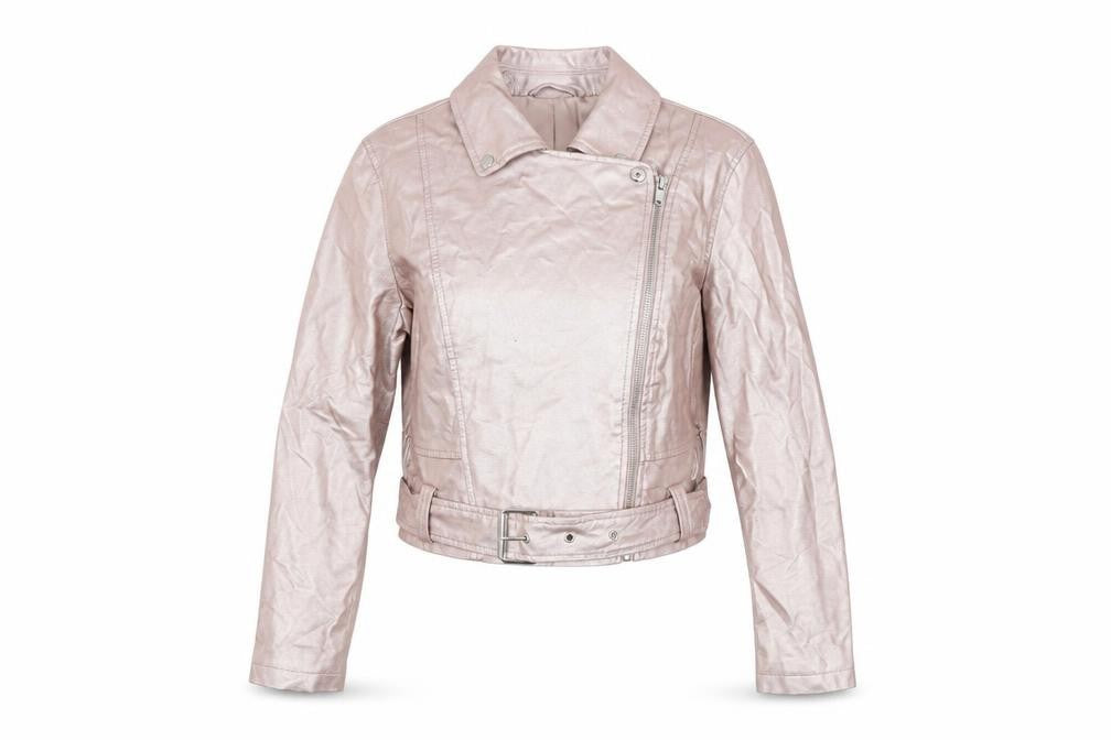 New Look Women's Pink Cropped Motorcycle Jacket UK 12