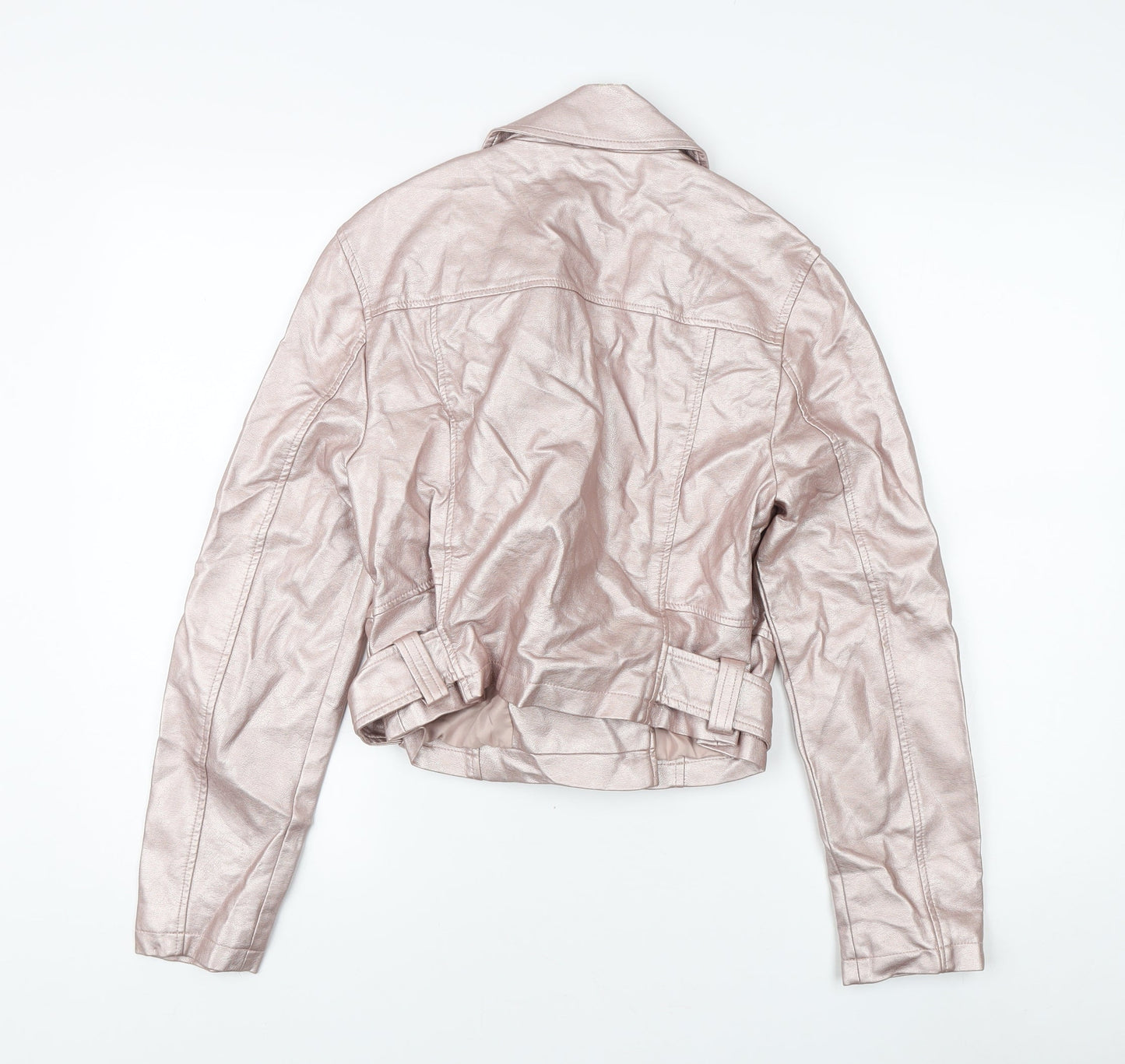 New Look Women's Pink Cropped Motorcycle Jacket UK 12