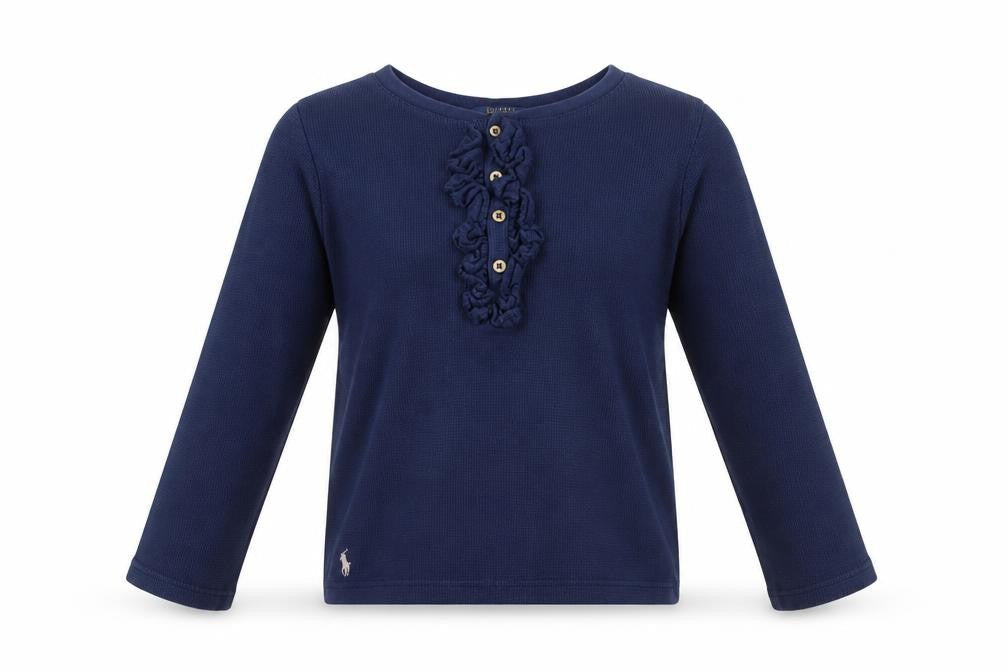 Polo Ralph Lauren Girls Blue Long Sleeve Pullover T-Shirt - 10 Years