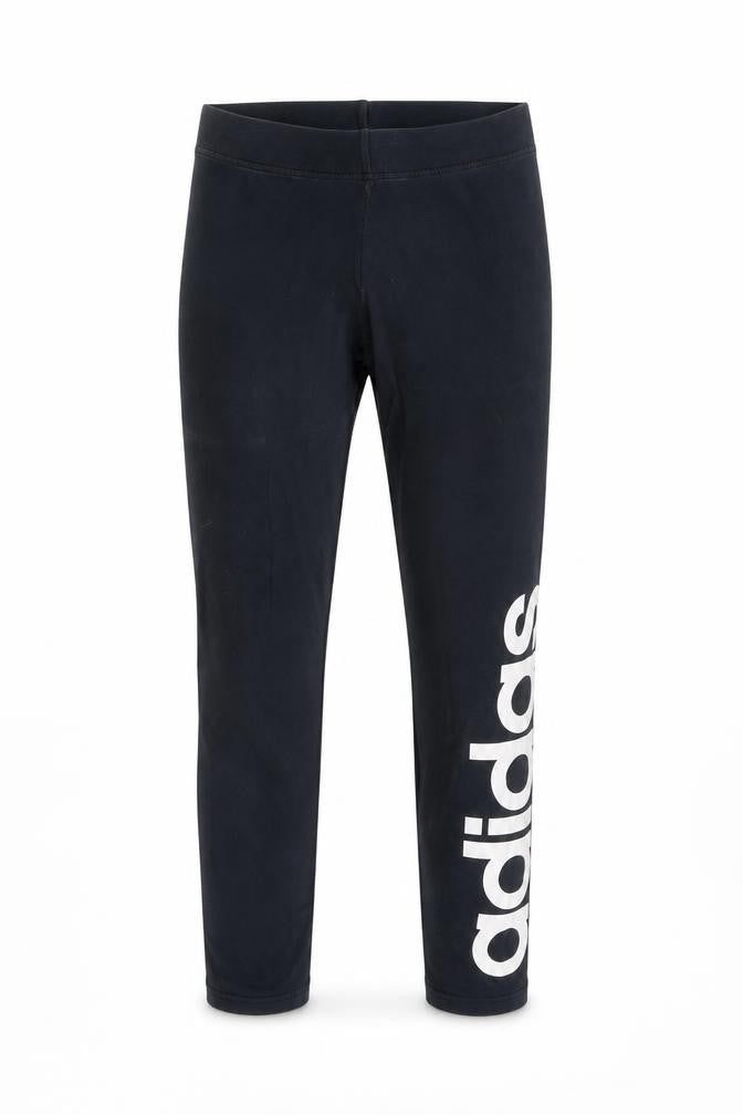 adidas Girls Black Ankle Leggings XS Elastic Waist