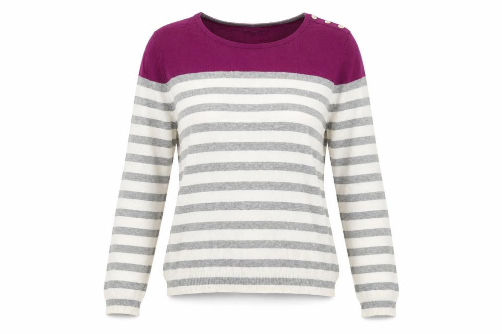 Laura Ashley Women's Striped Pullover Jumper, UK 14, Multicoloured