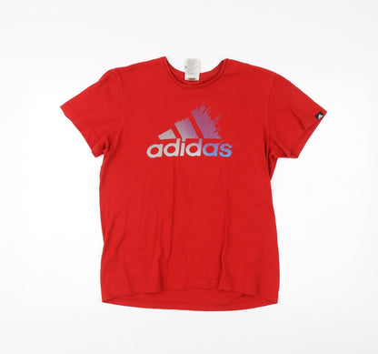 Additional front view of Adidas Men’s Red Graphic Print T-Shirt, size S