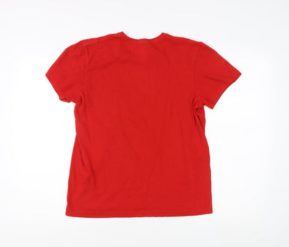 Back view of Adidas Men’s Red Graphic Print T-Shirt, size S