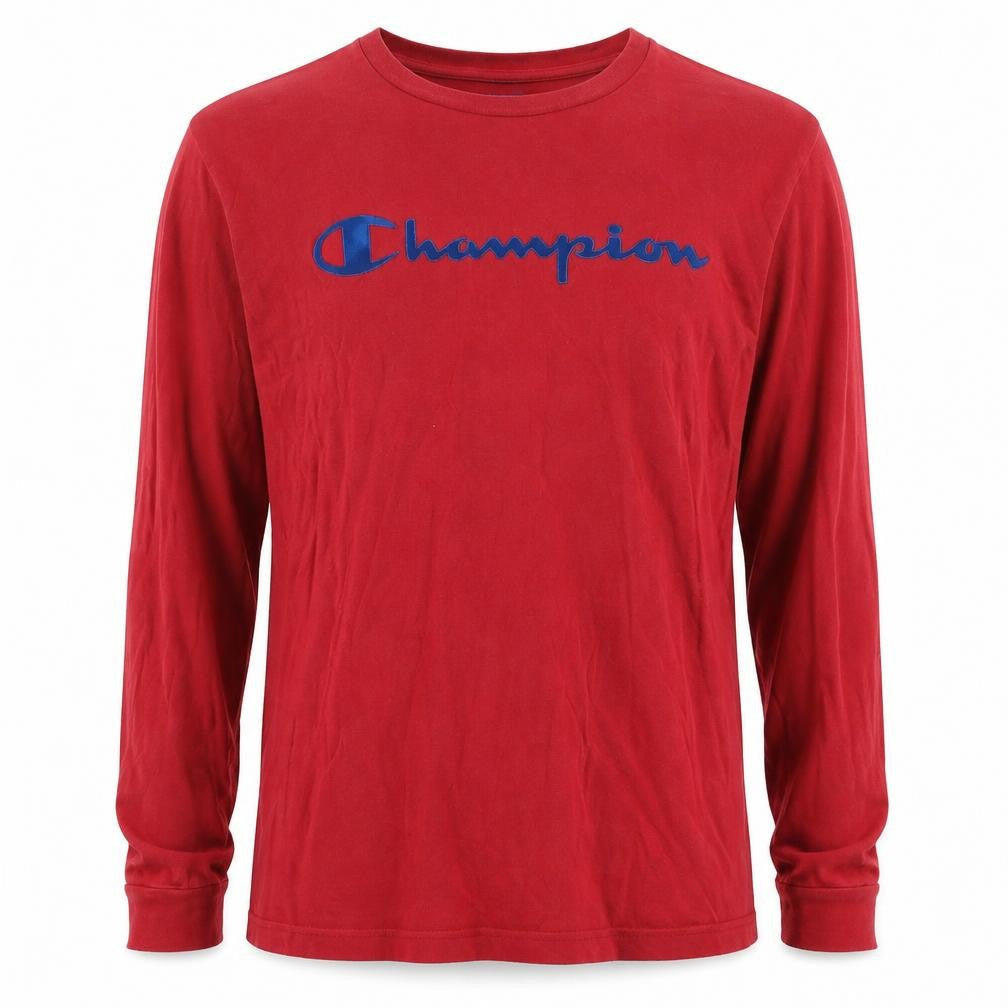 Champion Men's Red Long Sleeve T-Shirt M