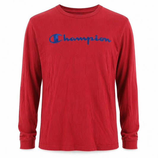 Champion Men's Red Long Sleeve T-Shirt M