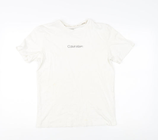 Calvin Klein Kids Unisex White T-Shirt, Size 14-15 Years