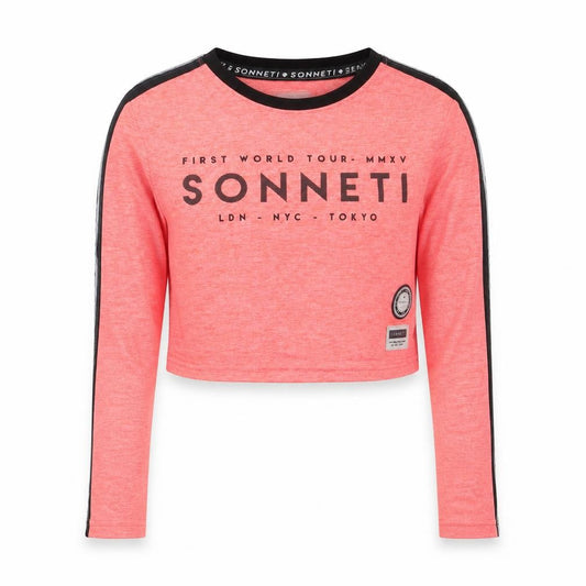 Front view of Sonneti girls’ pink cropped t-shirt 13-14 years