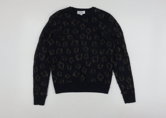 Women’s Black XS Animal Print Pullover Jumper