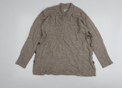 JoJo Maman Bébé Beige V-Neck Pullover Jumper, S, Women