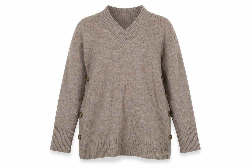 JoJo Maman Bébé Beige V-Neck Pullover Jumper, S, Women