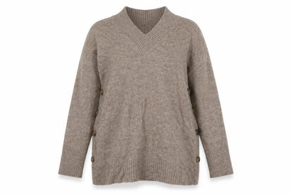 JoJo Maman Bébé Beige V-Neck Pullover Jumper, S, Women