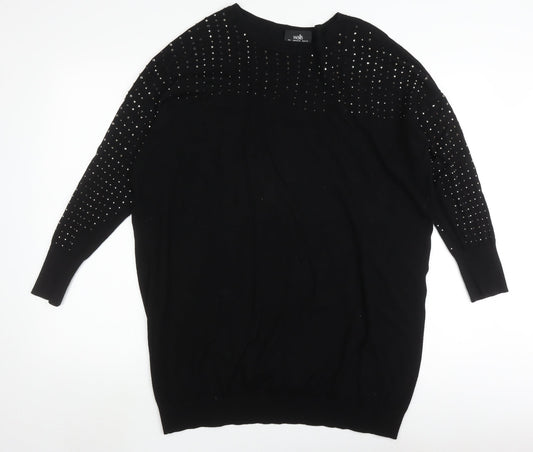 Wallis Women's Black Studded Jumper, UK L, Long Sleeve