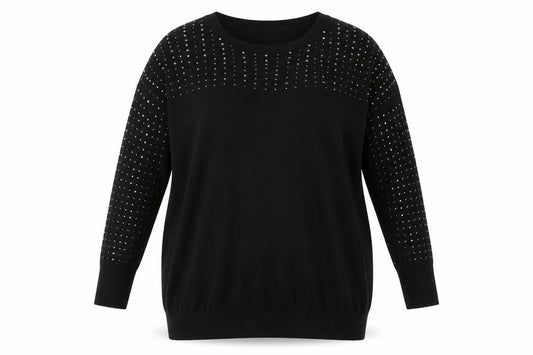 Wallis Women's Black Studded Jumper, UK L, Long Sleeve