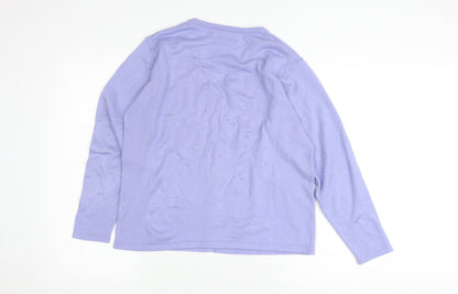 Back view of Honor Millburn Women's Purple Cardigan, size M, 14/16