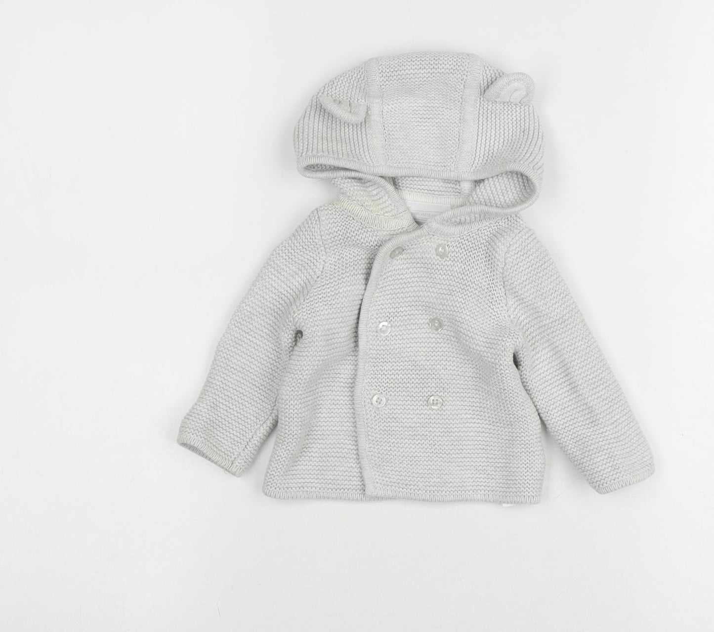 The Little White Company Baby Grey Hooded Cardigan 0-3 Months