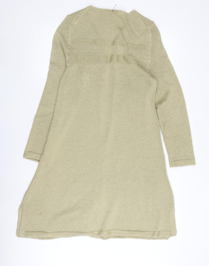 Back view of Kaleidoscope Beige Women's Open Front Cardigan, size 12