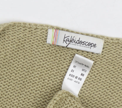 Close-up detail of Kaleidoscope Beige Women's Open Front Cardigan, size 12